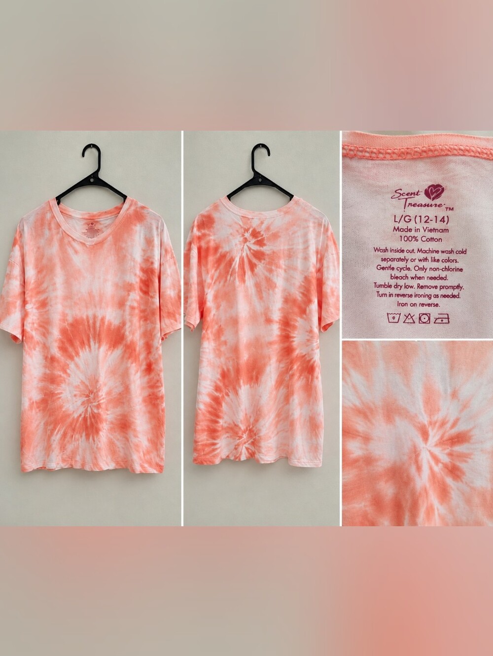Secret Treasures Coral Tie-Dye Short Sleeve Tee
